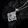 Vintage Court Hollow S925 Sterling Silver Inlaid With Natural Topaz Pendant, Colorful Treasure Necklace, Women'S Model