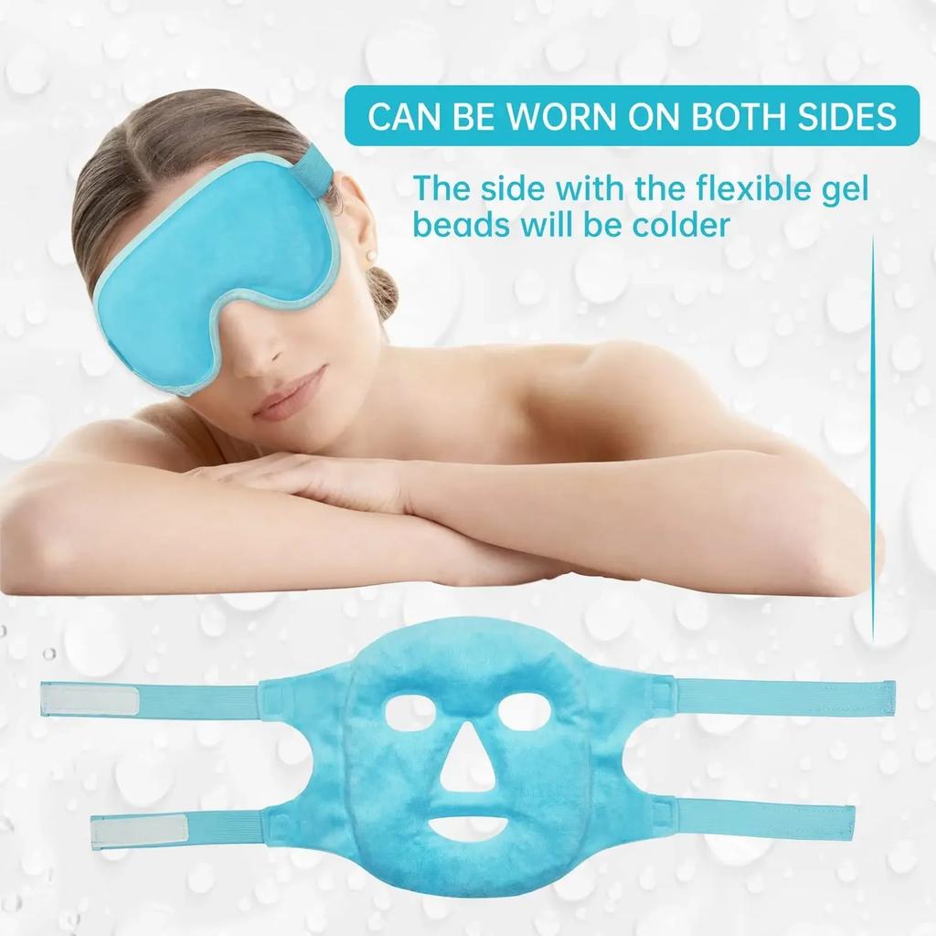 Face Ice Pack & Gel Eye Mask Gel Cooling Hot Cold Compress Pack Reusable with Soft Lining Sleeping Face SPA Beauty Tools