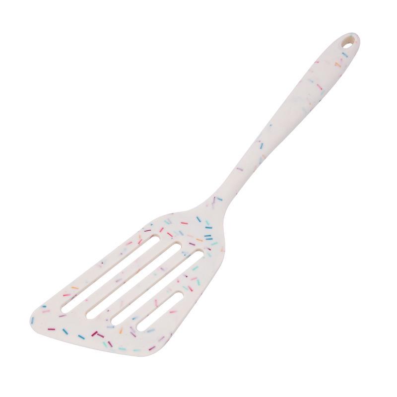 Silicone Kitchen Utensils Set: 6-Piece Non-Stick Color Dot Shovel, Spoon, and Steak Shovel.