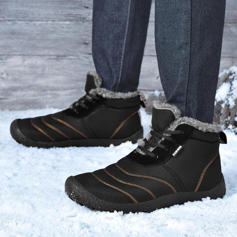 Winter Übergröße Herren Mid-Top Warme Schneestiefel Verdickt und Gepolstert Lässige Herrenschuhe