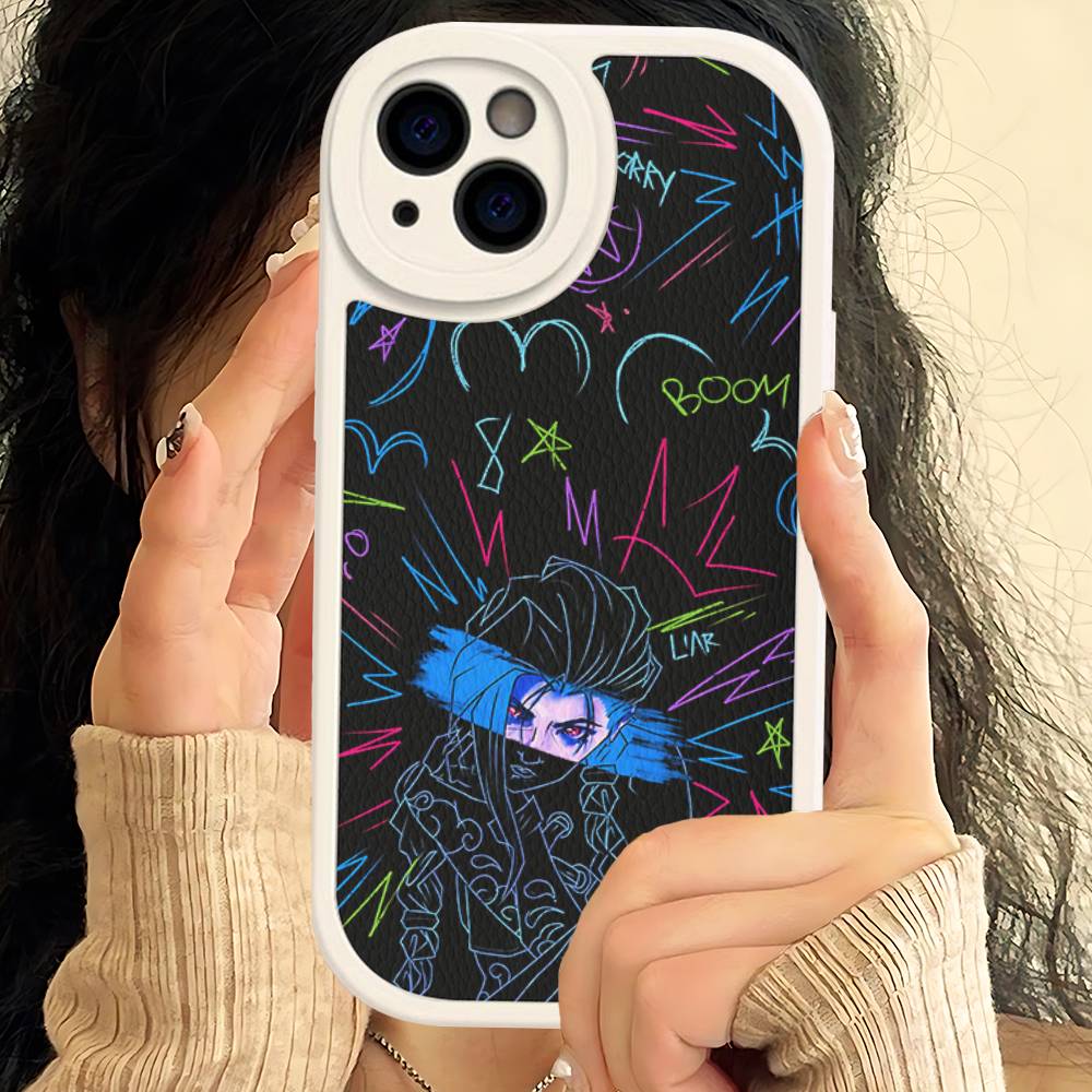 Graffiti Arcane Jinxs Phone Case Hard Leather For IPhone 14 13 16 Mini 15 14 11 12 Pro Max Plus Fundas