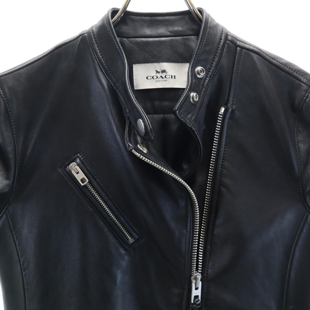 COACH Sheep leather Riders jacket S black F86528 UPTOWN RACER JACKET Women Used