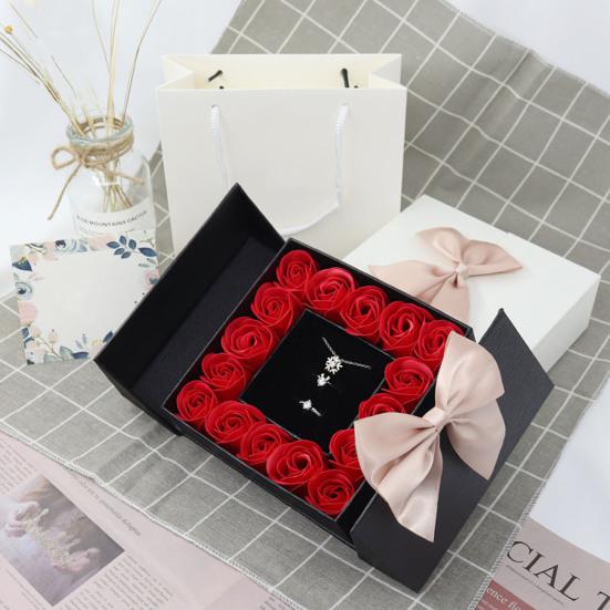 Square Double Door Bowknot Design Jewelry Lipstick Gift Packaging Display Case