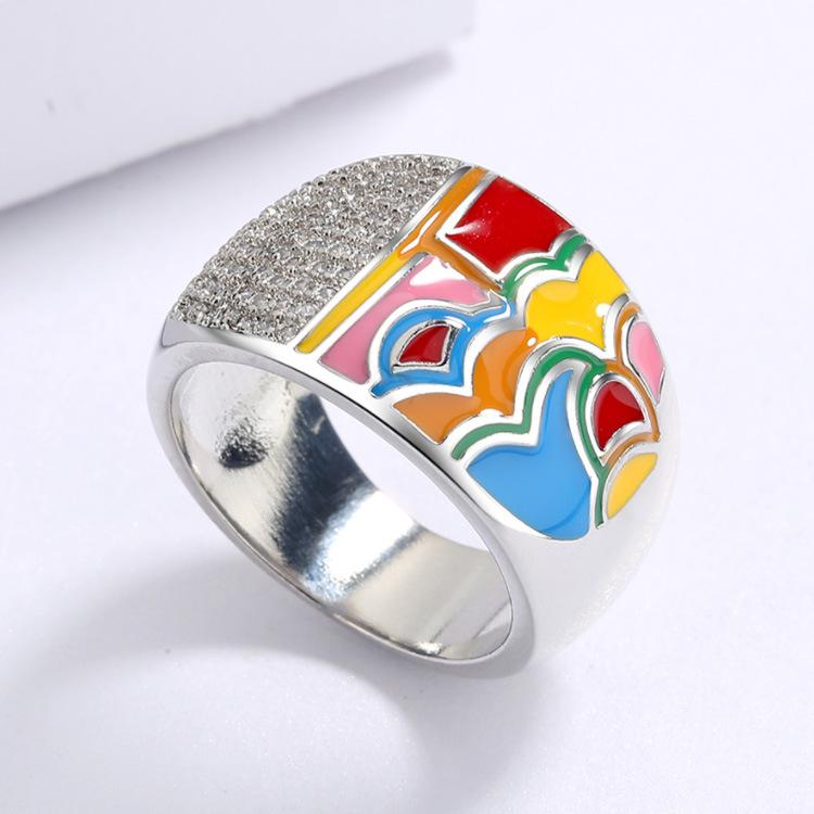 

Кольцо женское с цветным блоком Art Sense Glue Love Handmade Enamel Bride No. 10