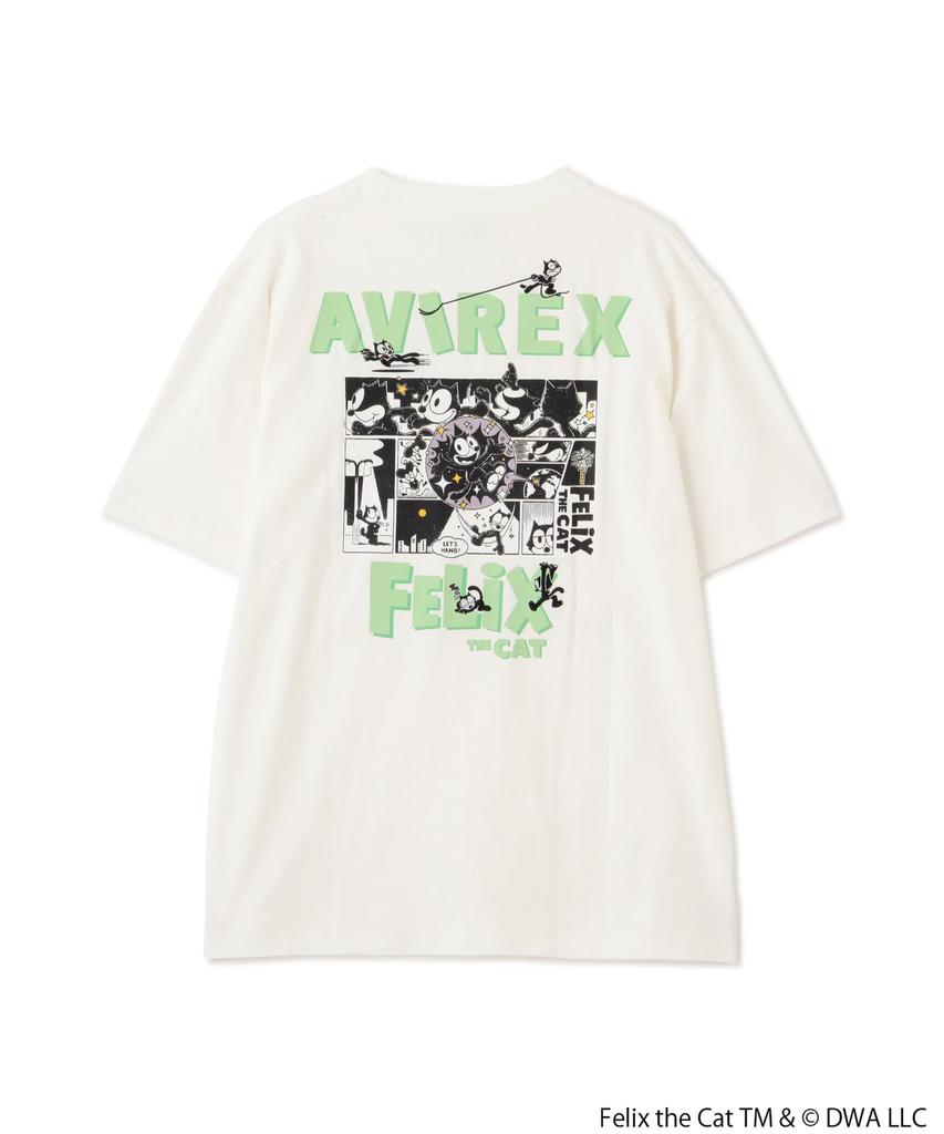 Avirex FELIX COMICS Short Sleeve Size T-SHIRT, Felix, Men's T-Shirt, 2XL, 030, White, 783-5134036