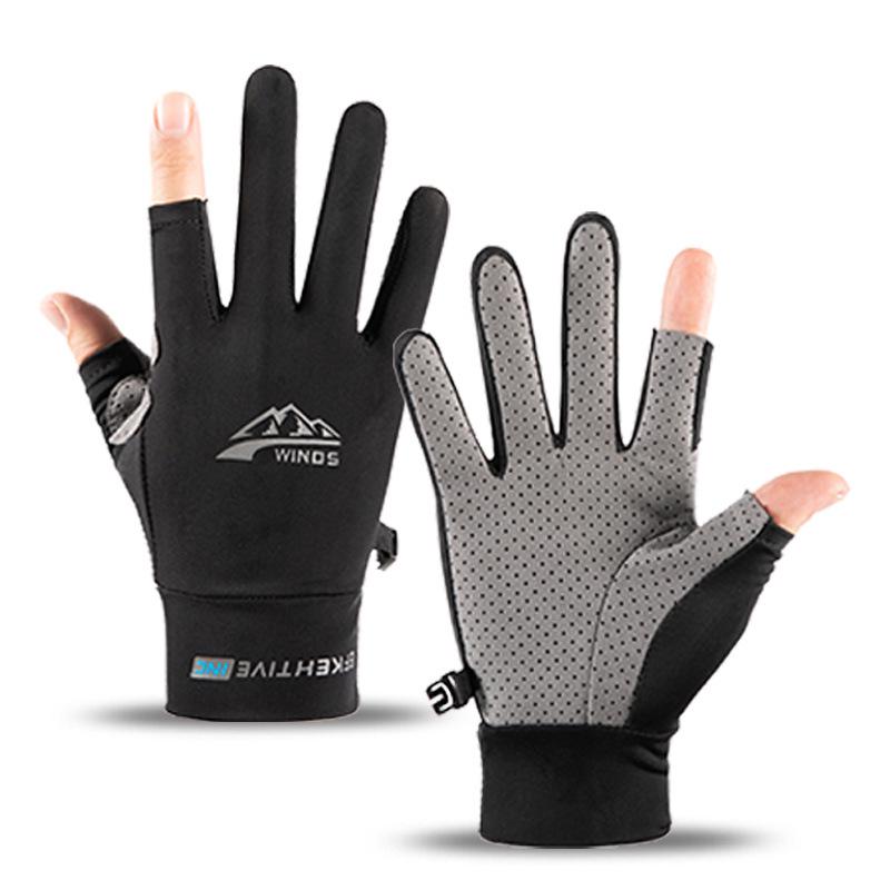 

Чоловічі літні рибальські рукавички з льодяного шовку без двох пальців - літні, сонцезахисні, нековзні для їзди на велосипеді та водіння Medium