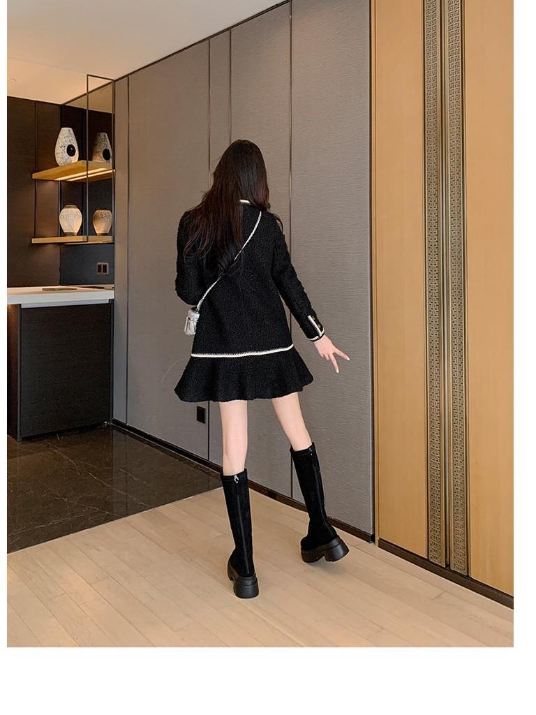 Botas Retro de Ante para Mujer por Encima de la Rodilla con Caña Alta Elástica y Aumento de Altura Interior