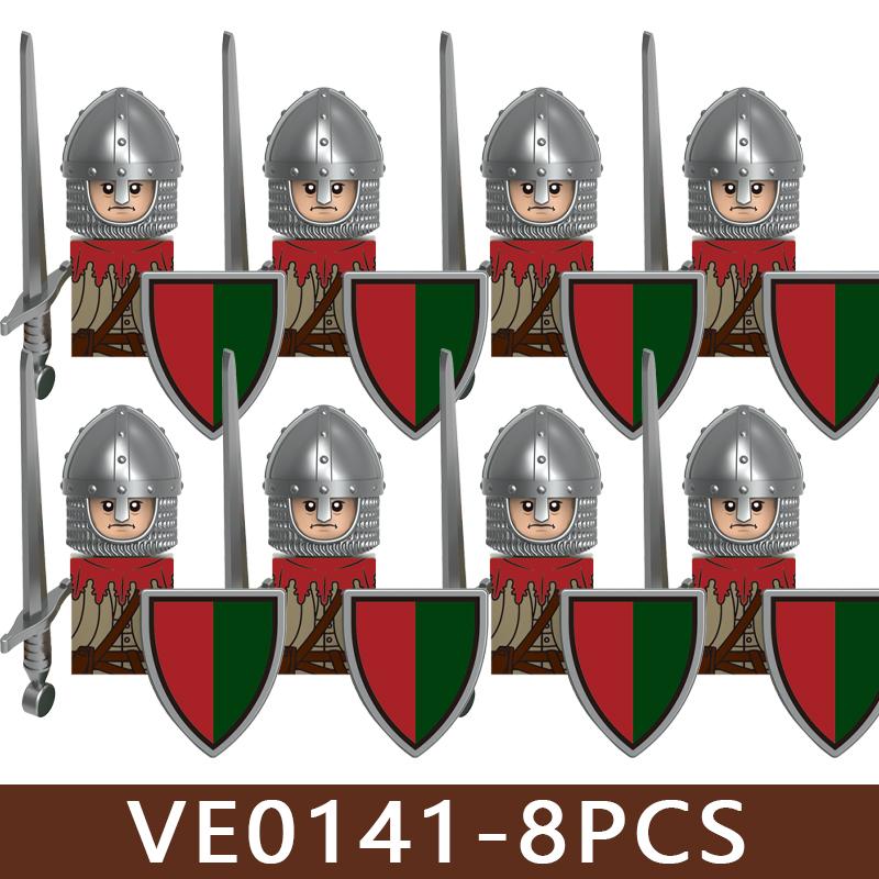 Castello Medievale Cavalieri Soldato Figure Blocchi da Costruzione Fanteria Legione Impero Guerriero Arco Spada Casco Milizia Mattoncini Giocattolo Regali