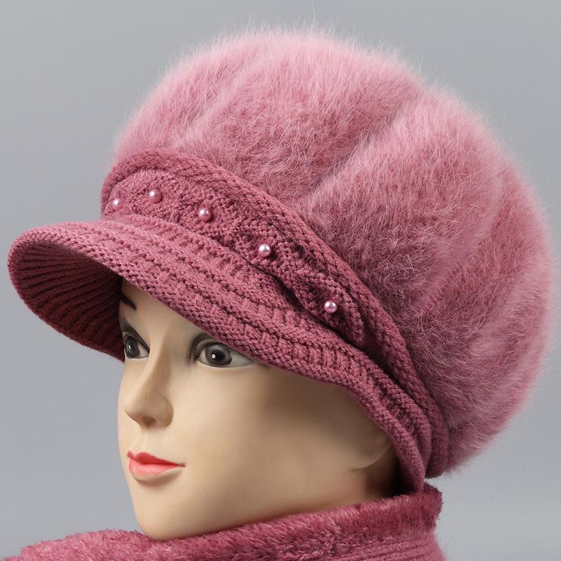 Winter hat female plush rabbit wool hat human thermal hat thickened knitted cotton hat