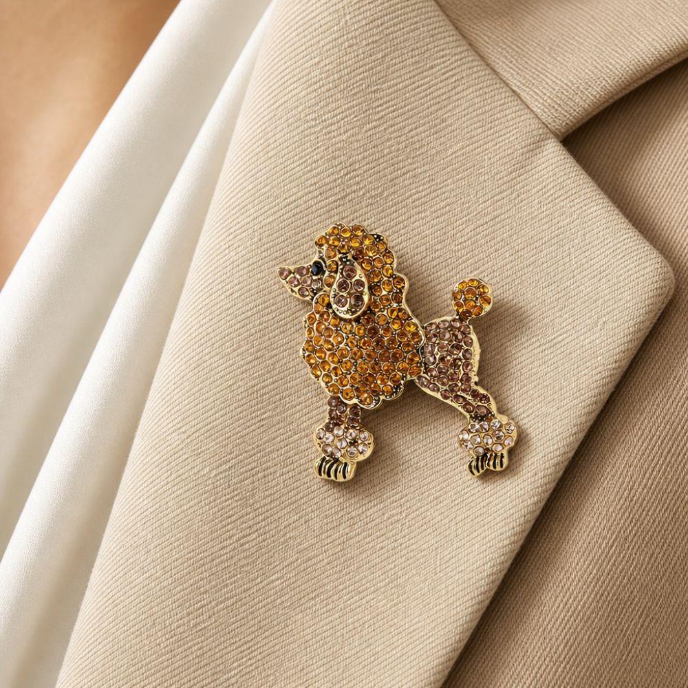 Luxury Animal Brooch Pins Sparkling Jewellery Pins Fashion Poodle Dog Brooches Wedding