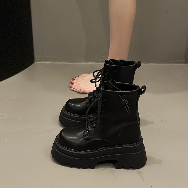 

American retro British style thick soled short women s 2026 new autumn and winter brown versatile short boots 40 чорний
