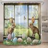 Funny Bunny Easter Shower Curtains Butterfly Watercolour Floral Rabbit Eggs Rustic Fabric Home Bathroom Curtain Decor With Hooks