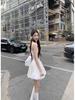 Women's Ballet-Style White Camisole Dress, Summer 2025, Waist-Cinching, Slimming Design, Bud Skirt, Short-Length.