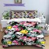 Vintage Skull Pattern Pattern Bedding Quilt Set Quilt Cover Pillowcase Home Decoration Gift (1 * Duvet Cover + 2 * Pillowcase, Without Core)