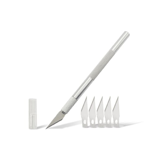 YFFSFDC Paper Carving Knife, Fine Craft Cutter, Design Knife (with Cap + 5 Replacement Blades), High-Hardness Replacement Blades, Art Supplies, Design