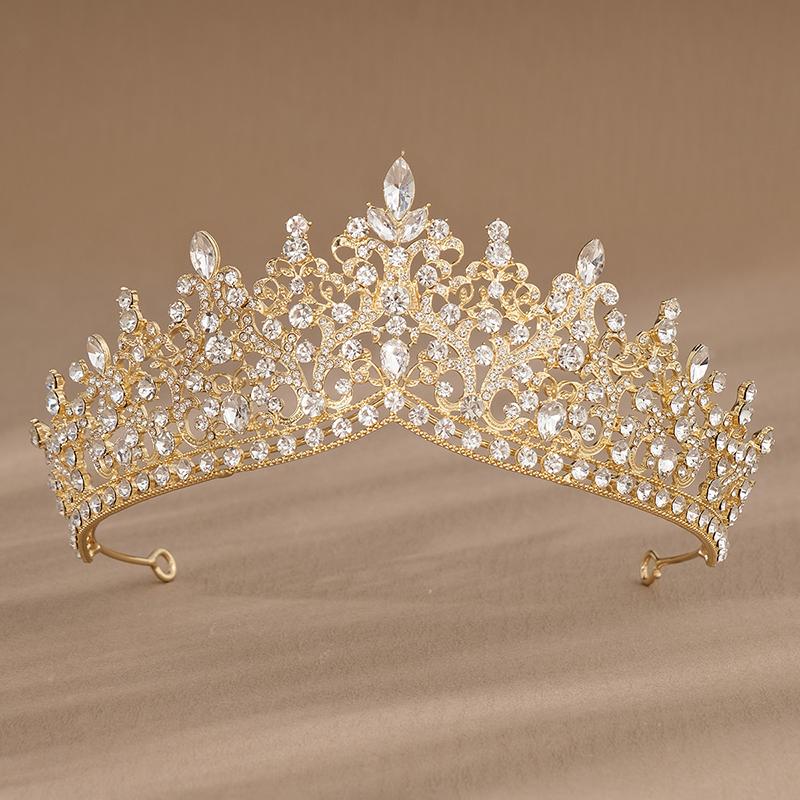 

Women Luxury Royal Crown Rhinestone Tiaras Crowns Large Tiaras Crown Rhinestones Fashion Design Accessories diadema para novia