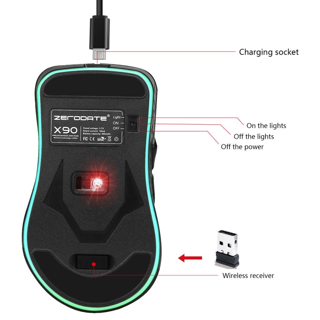 Buy 2.4GHz Charge Cordless Optical Gaming Mouse Mice+ USB Receiver for ...