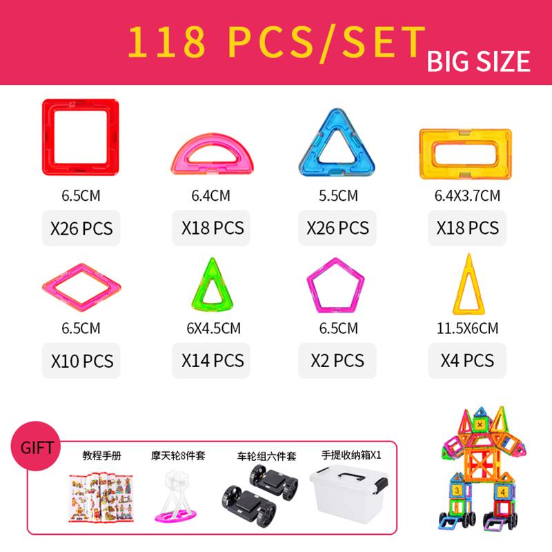 Big Size 30-168PCS Magnetic Building Blocks DIY Magnets Toys for Kids Designer Construction Set for Children Birthday Gifts