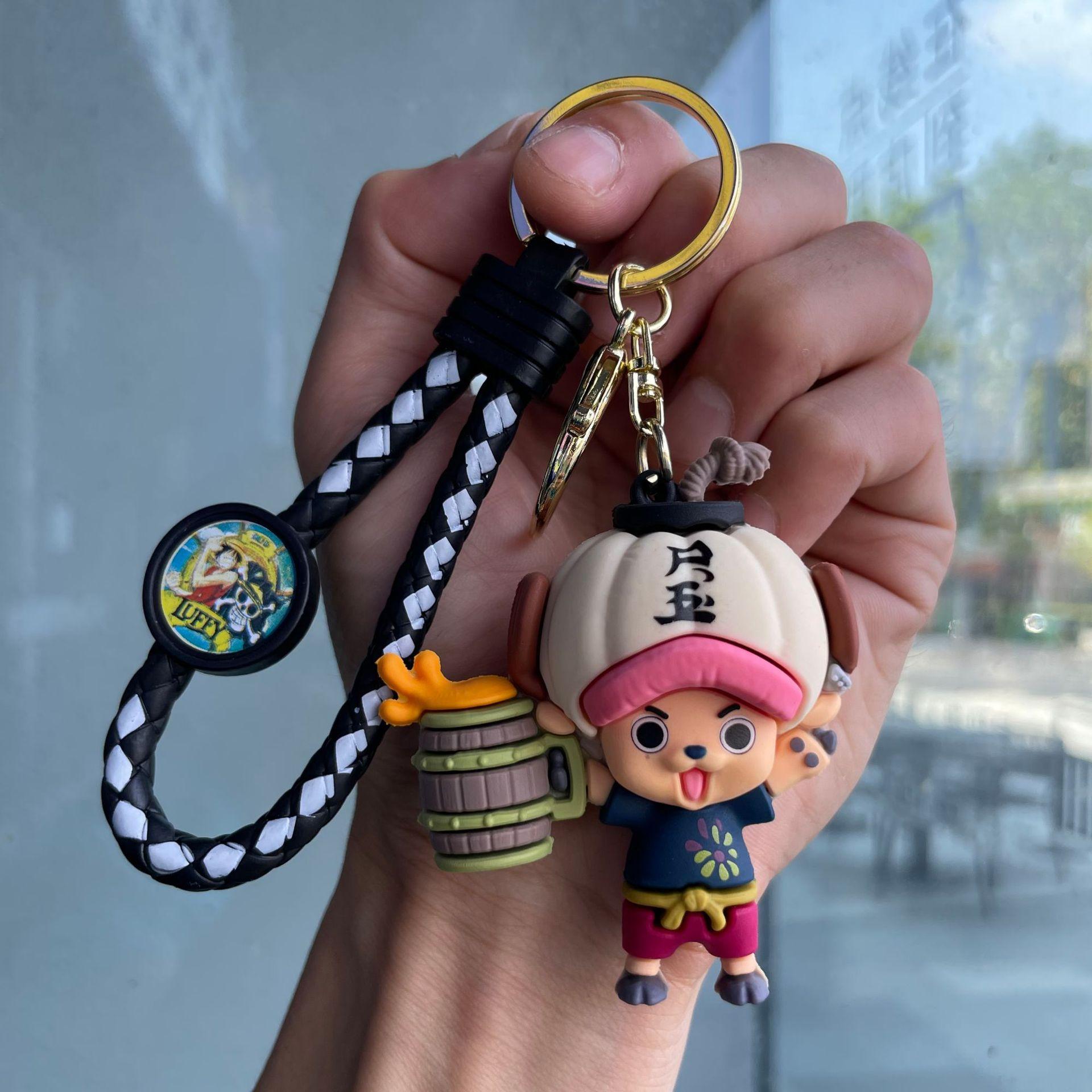

One Piece Anime Keychain Cute Couple Key Rings For Men Women Car Backpack Car Luffy Sabo Resin Action Key Chain Birthday Gifts