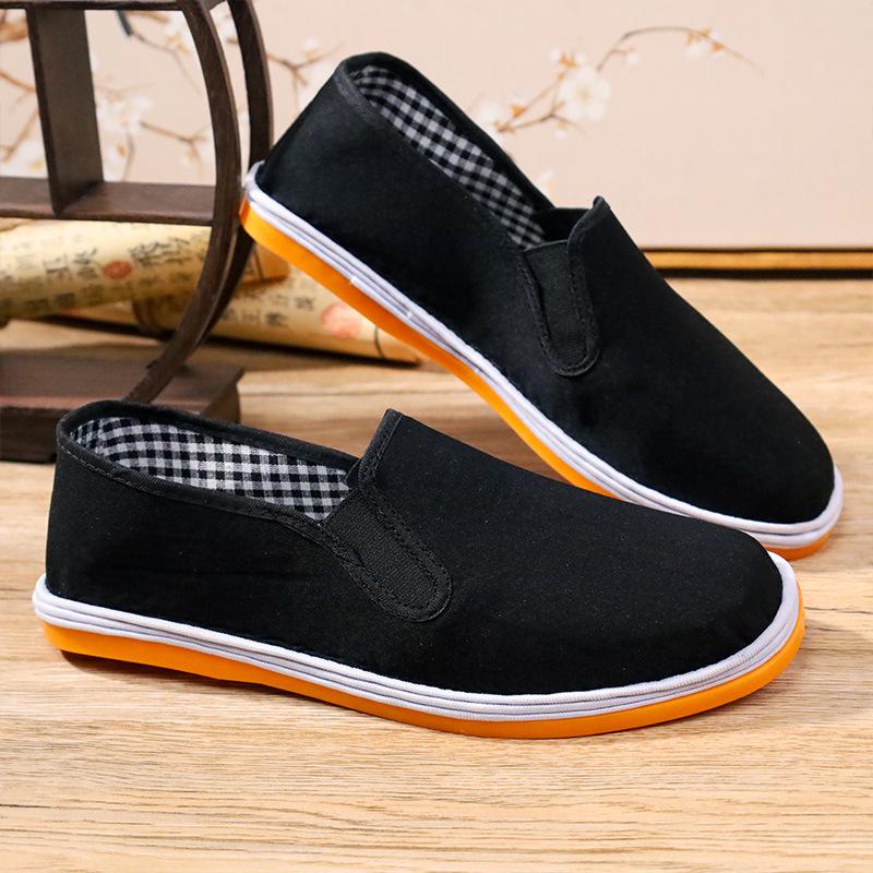 Pantofi de pânză vechi Beijing talpă tendon de vită talpă cauciuc pantofi de pânză neagră lasagna șofer bărbat lucru pantofi de pânză elastici