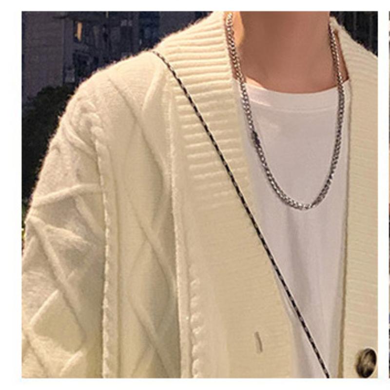 Jaro a podzim Nový trendy všestranný svetr Pánský zesílený volný denní jednoduchý ležérní barevný blok kardiganová bunda Pánská M-2XL