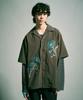 Kaempeoudeu Flower Embroidered Sagara Short Sleeve Shirt_Charcoal
