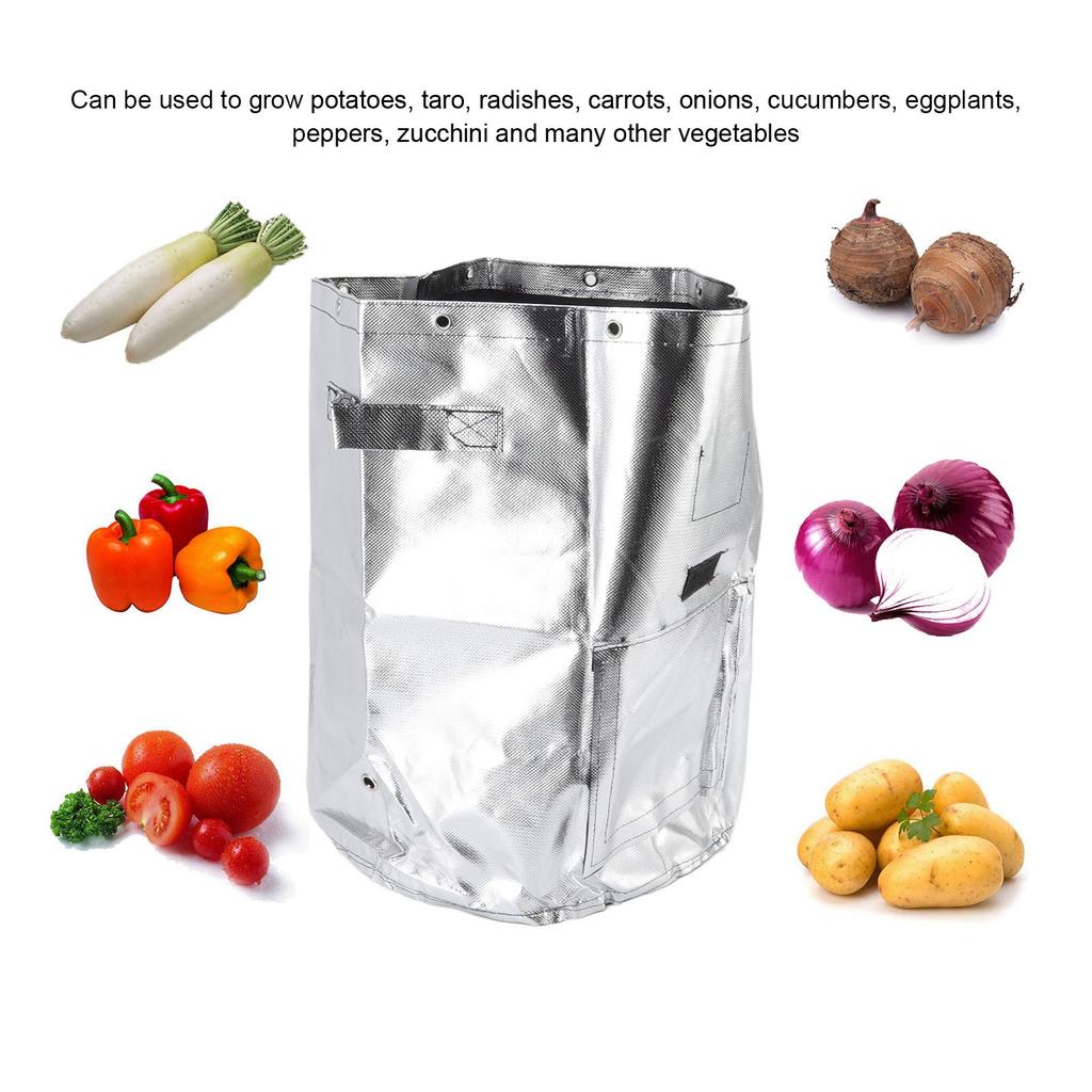 Silver Potato Grow Bag Waterproof Openable Planting Bucket For Plant Vegetable Flower