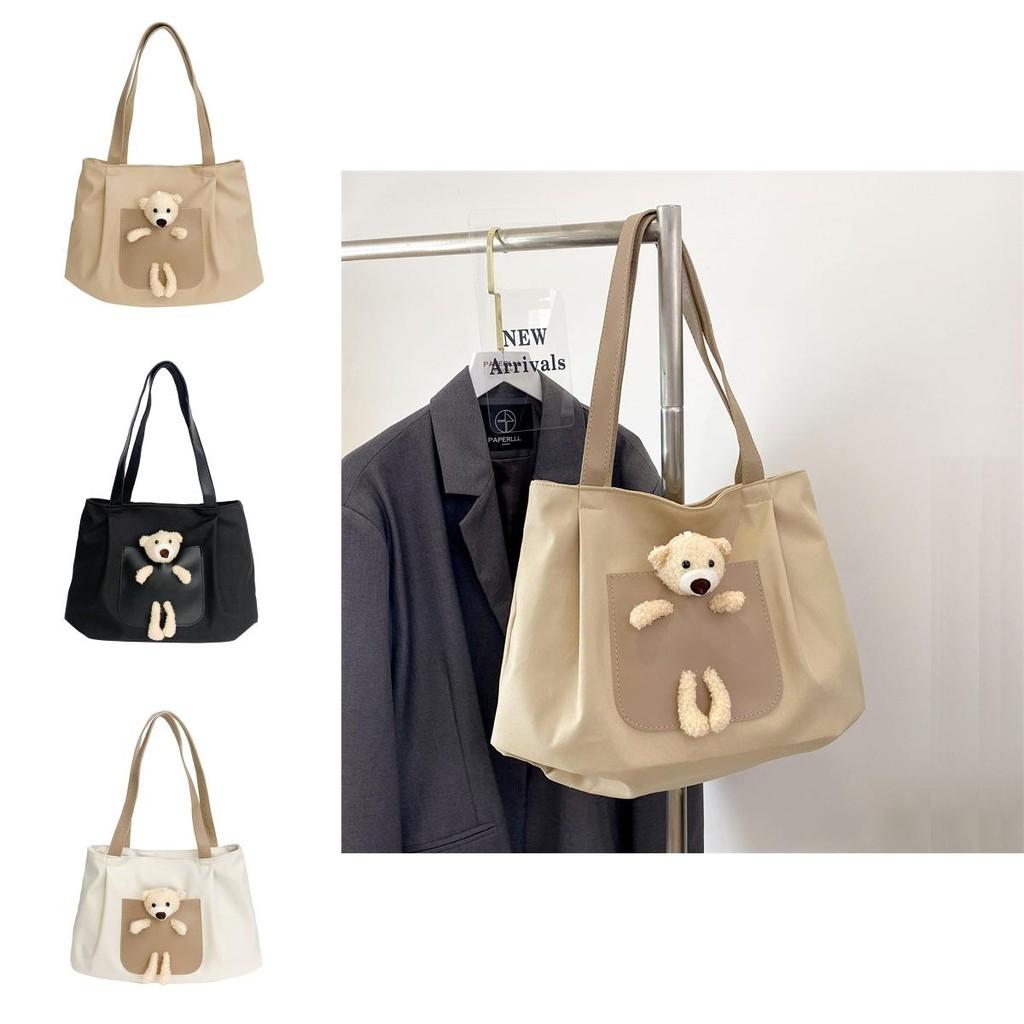 Large Capacity Casual Tote Bag For Women With Cute Bear Design Ideal For Everyday Use