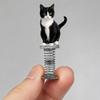 Cat Spring Car Rocking Black White Cat Figurine 2d Flat Acrylic Swaying Dashboard