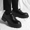 Black Derby Thick Soled Shoes Classic and Versatile Design Styles Leisure Business Party Wedding Groom's Adult Quality Shoes New