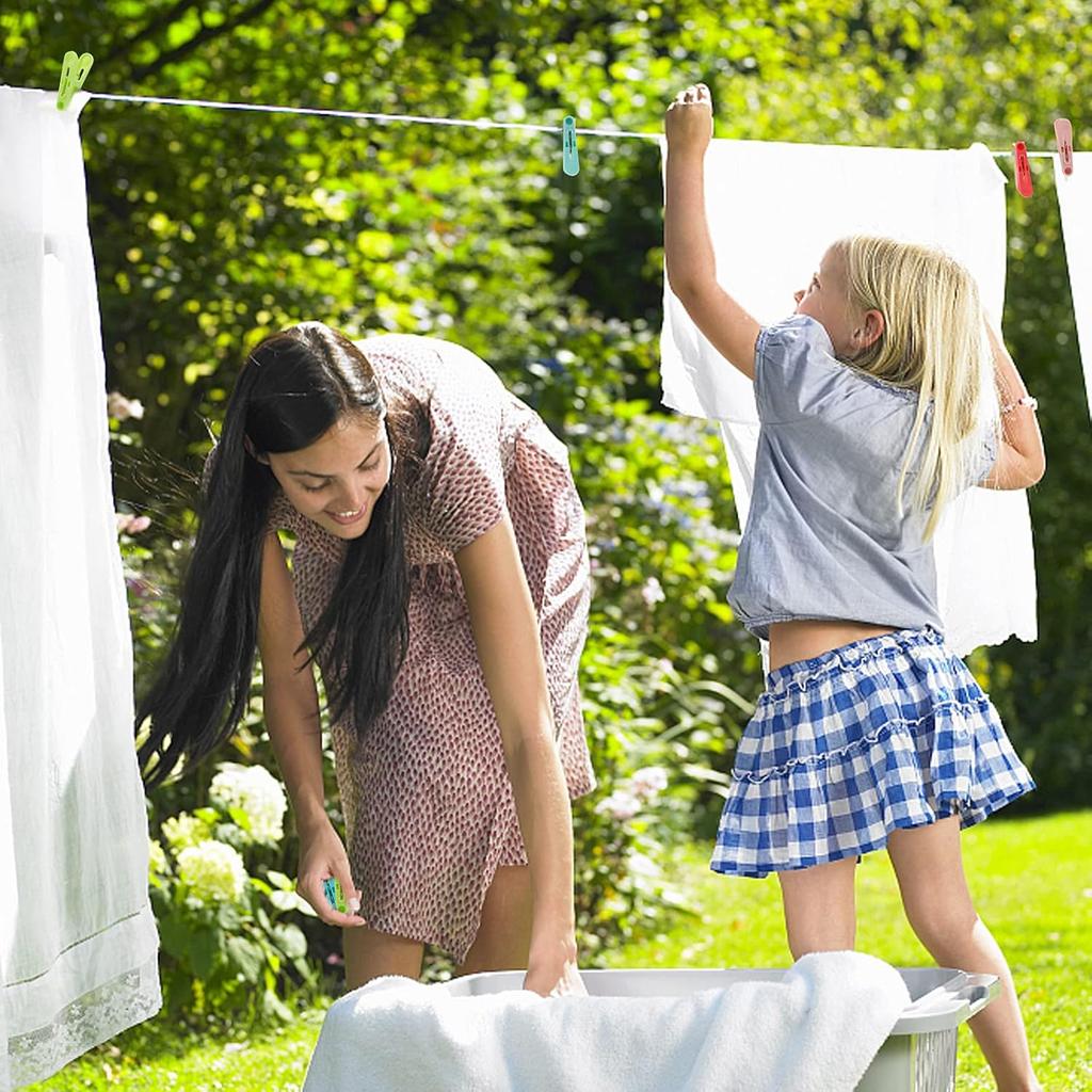 56 Pcs Colorful Clothesp, 4 Colors Spring Clips (2 Inch) Small Clothes Pin with Black Storage Bag - for Laundry, Drying Clothes, Home Use