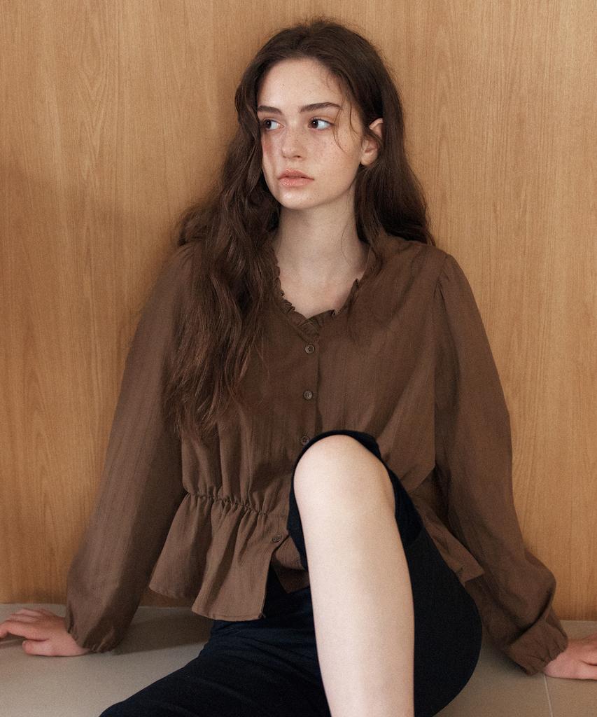 YUPPE Frill Layered Shirt_Brown