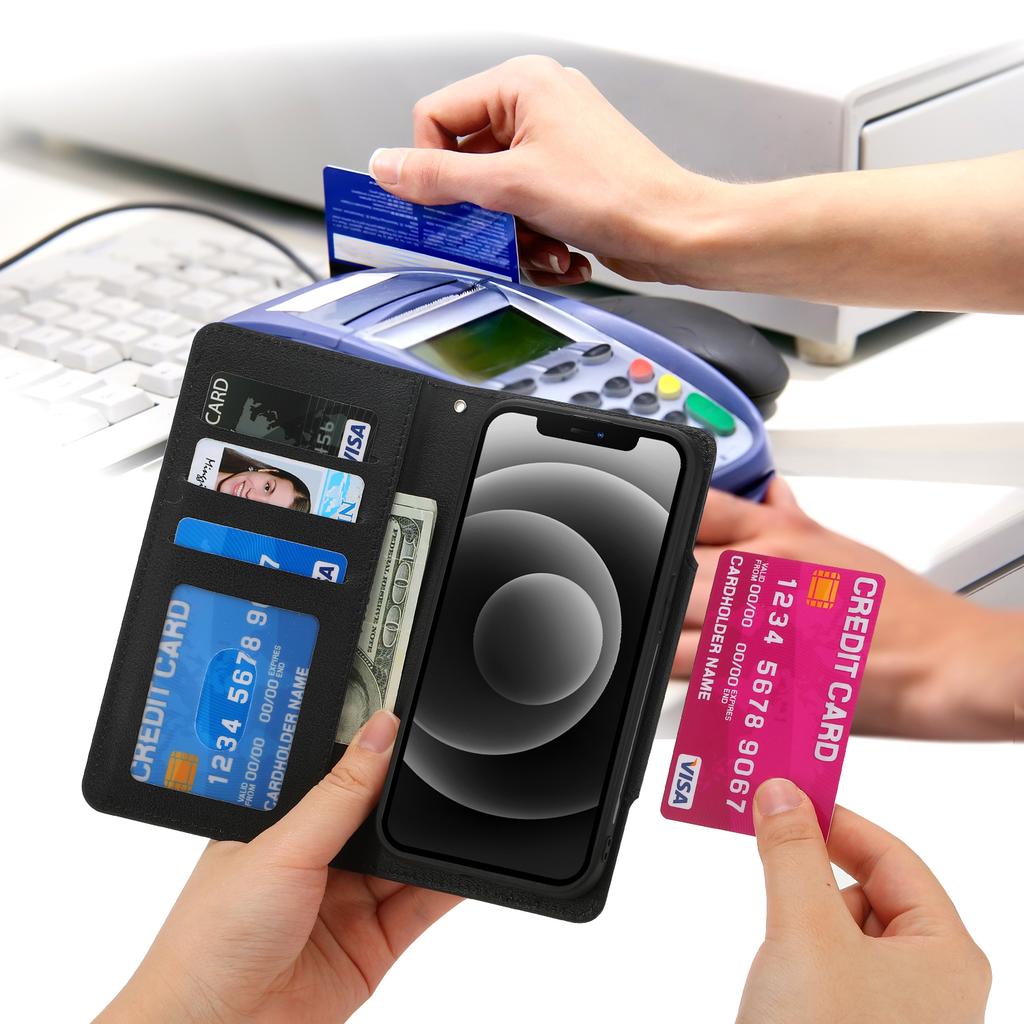 For iPhone 16 Pro Max Wallet Case PU Leather Detachable Phone Cover