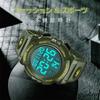 Senors Men's Digital Sports Watch 50M Waterproof Multi-Function LED Display Green Outdoor Wristwatch