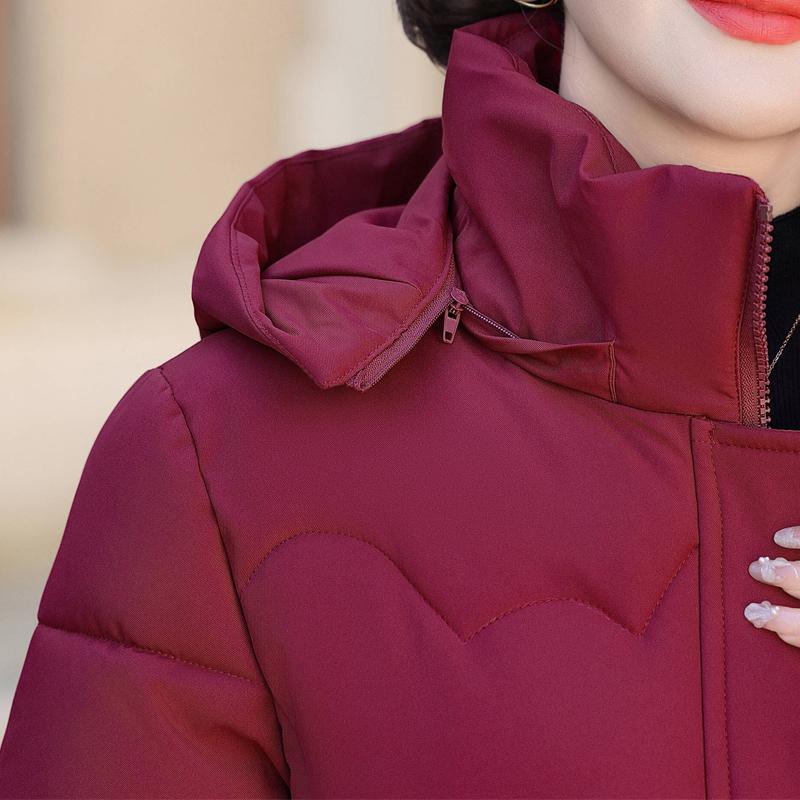 Plus Size XL-5XL Middle Age Woman Coats Winter Short Parkas Hooded Embroidery Casual Thick Warm Outerwears Women's Jackets