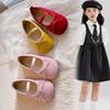 Girls' Solid Color Flats2026Spring and Summer Cute Bow Princess Leather Shoes for Small, Medium, and Large Children