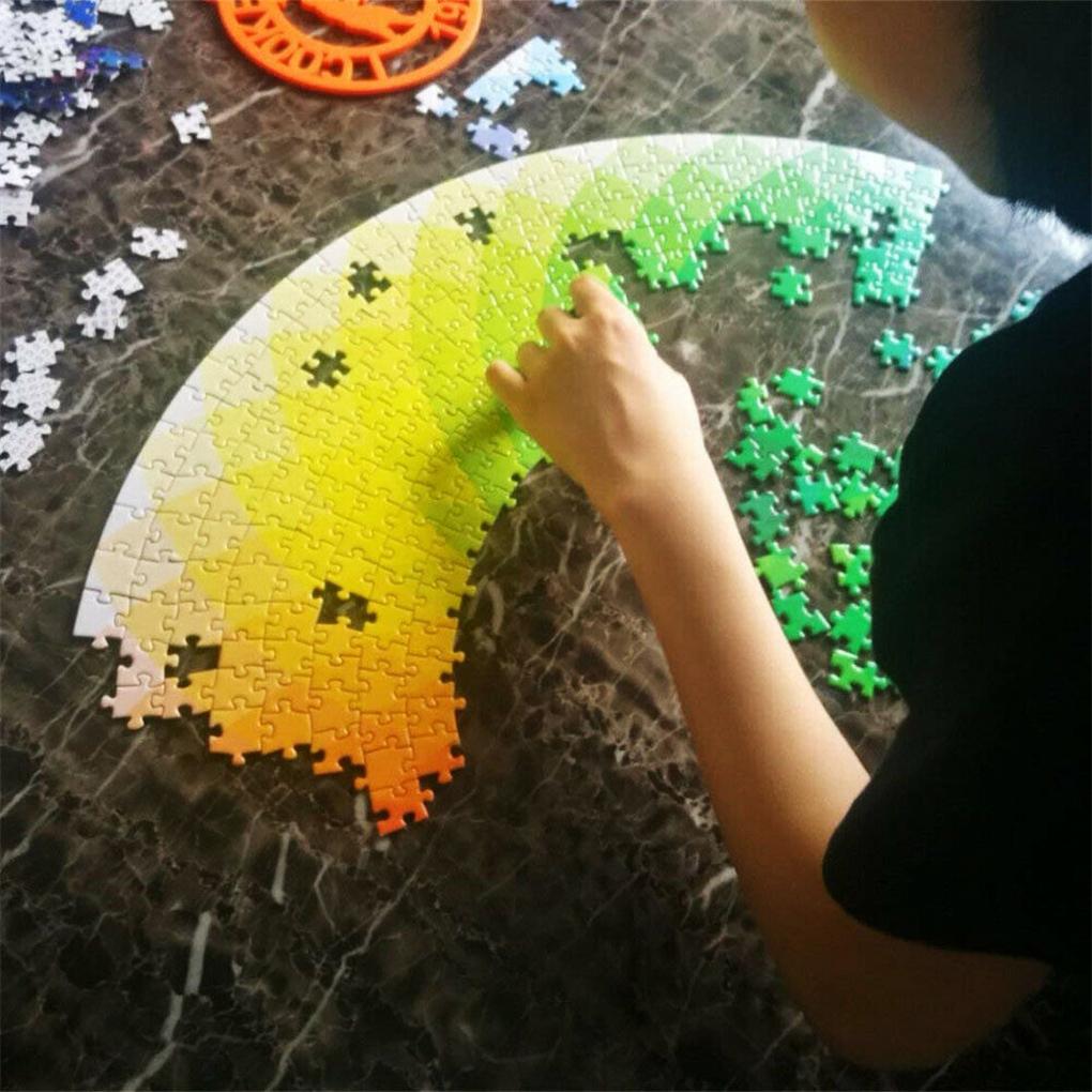 1000 Pcs/set Colorful Rainbow Round Geometrical Photopuzzle Adult Kids DIY Educational Toy Jigsaw Puzzle Paper