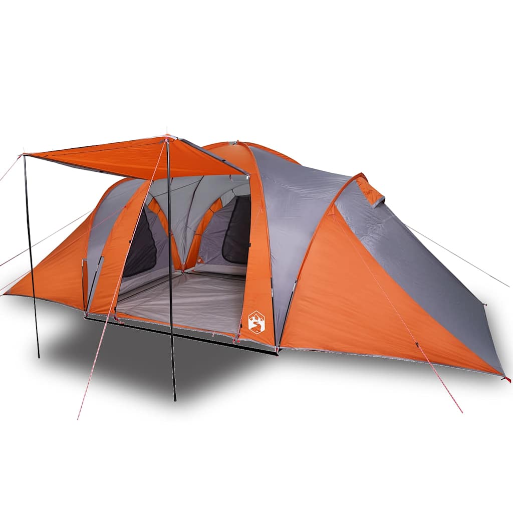 Dome Family Tent for 6 Persons Grey and Orange Waterproof