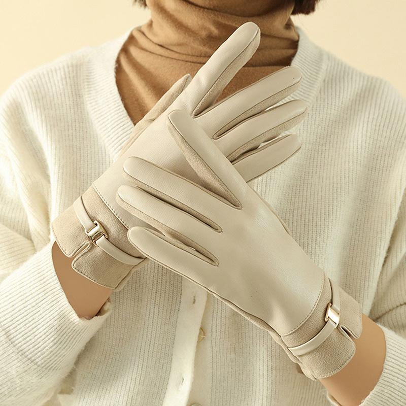 Winter Women Keep Warm Touch Screen Plus Fleece Gloves Elegant Fashion Personality Soft Drive Cycling