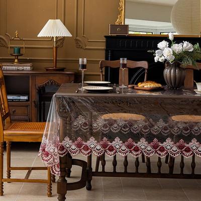 Διαφανές Μαλακό Γυάλινο Τραπεζομάντηλο Τραπεζαρίας Κεντημένο Δαντελωτό Κάλυμμα Τραπεζιού Καφέ Τετράγωνο Αδιάβροχο Ανθεκτικό στο Λάδι Ανθεκτικό στη Θερμότητα Ποδιά Τραπεζιού