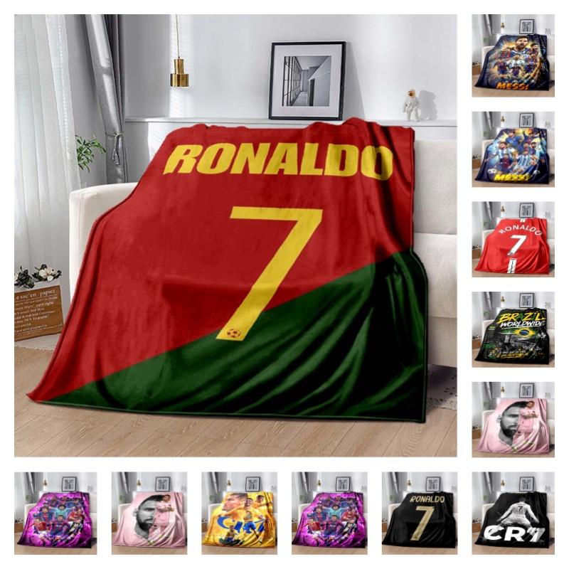 Portugal Ronaldo No.7 Print Flannel Throw Blanket Soft Warm Sofa Bed Cover For Football Fans Kids Teens