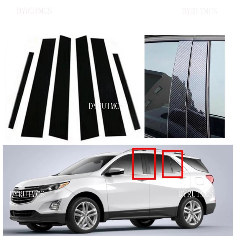 Fit For Chevy Equinox 2018 Glossy Black Silvery Pillar Posts Window Door Trim Sticker Chrome Plated