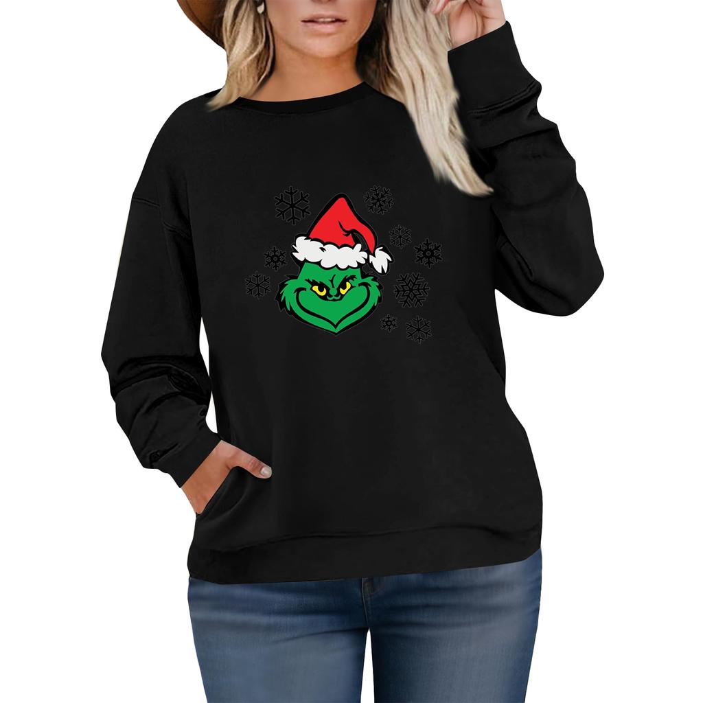 Women's Fashionable Casual Plus-Size Long Sleeve Pullover Printed Sweatshirt