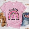 Funny Breast Cancer Awareness In October We Wear Pink Print T-Shirt Women Loose Short Sleeve Round Neck Top Female Casual Shirt