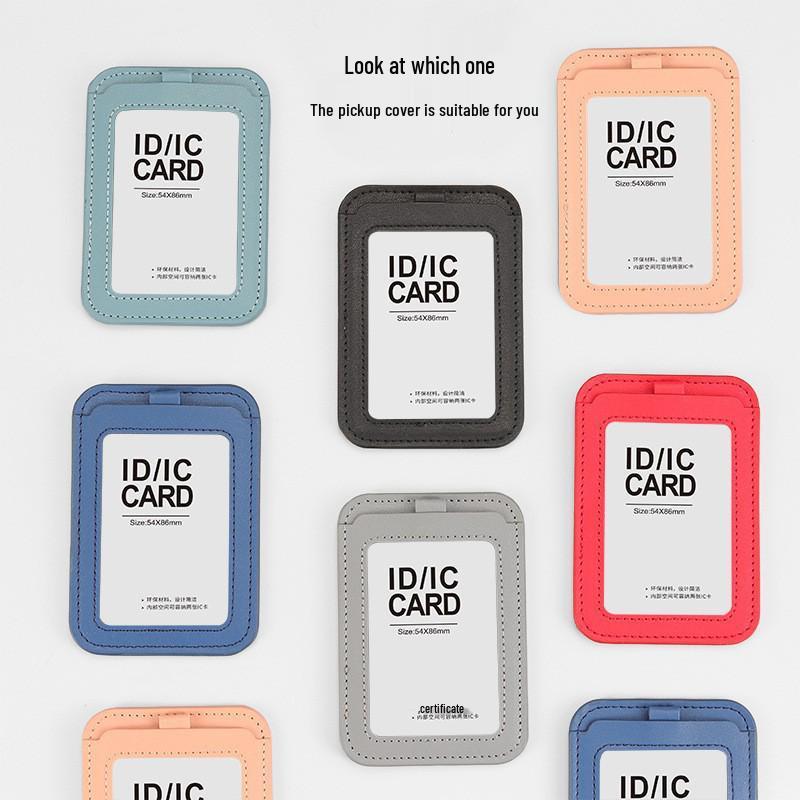 Durable Leather ID Card Holder with Retractable Lanyard, Waterproof, Dual-Orientation Use