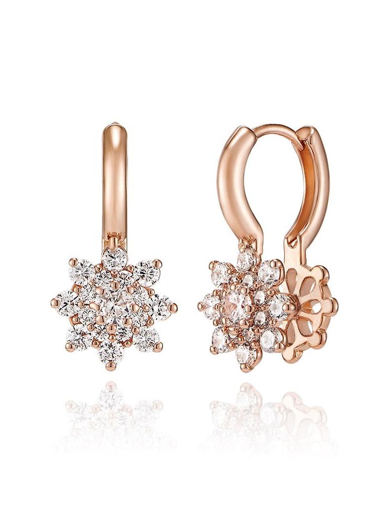 14k Cubic Flower One-Touch Earrings (Gold Plated) ELGPEE486