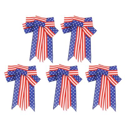 5Pcs Star Stripes Bow Color Lasting Deformation Resistance Independence Day Bow for Home Door Garlands Mailboxes Decor