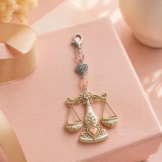 Zodiac Sign Keychain 12 with Keepsake Card, Star Pendant, Backpack Handbag Purse Charm, Inspirational Gift for Men Women Charm
