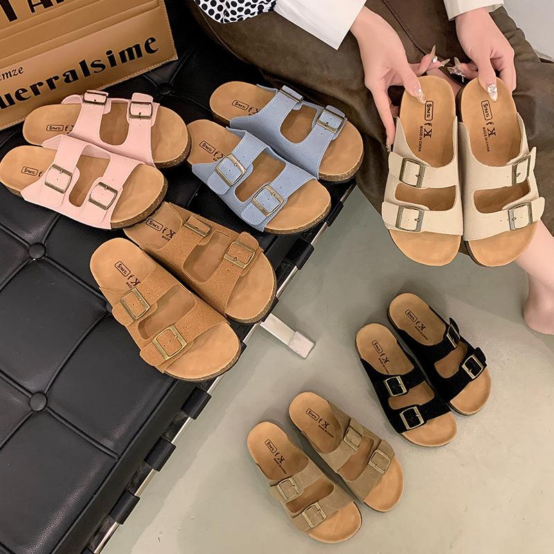 Leather Platform Shoes Women's Summer Wear New Half Slippers with Boken Cool Slippers