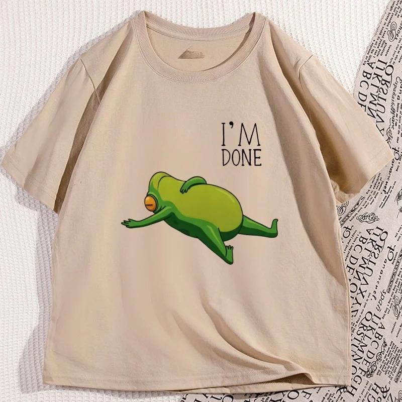 Summer Fashion Tee Im Done Frog TShirt Funny Lazy Cotton Short Sleeve Round Neck Tshirt Unisex Comfortable Printed T Shirt